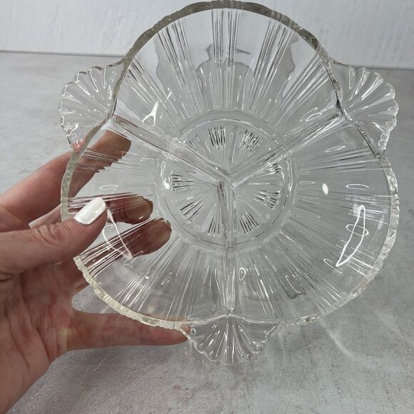 Vintage Hazel Atlas 572 Clear‎ 3-Part Relish Dish 7" - Picture 2 of 7